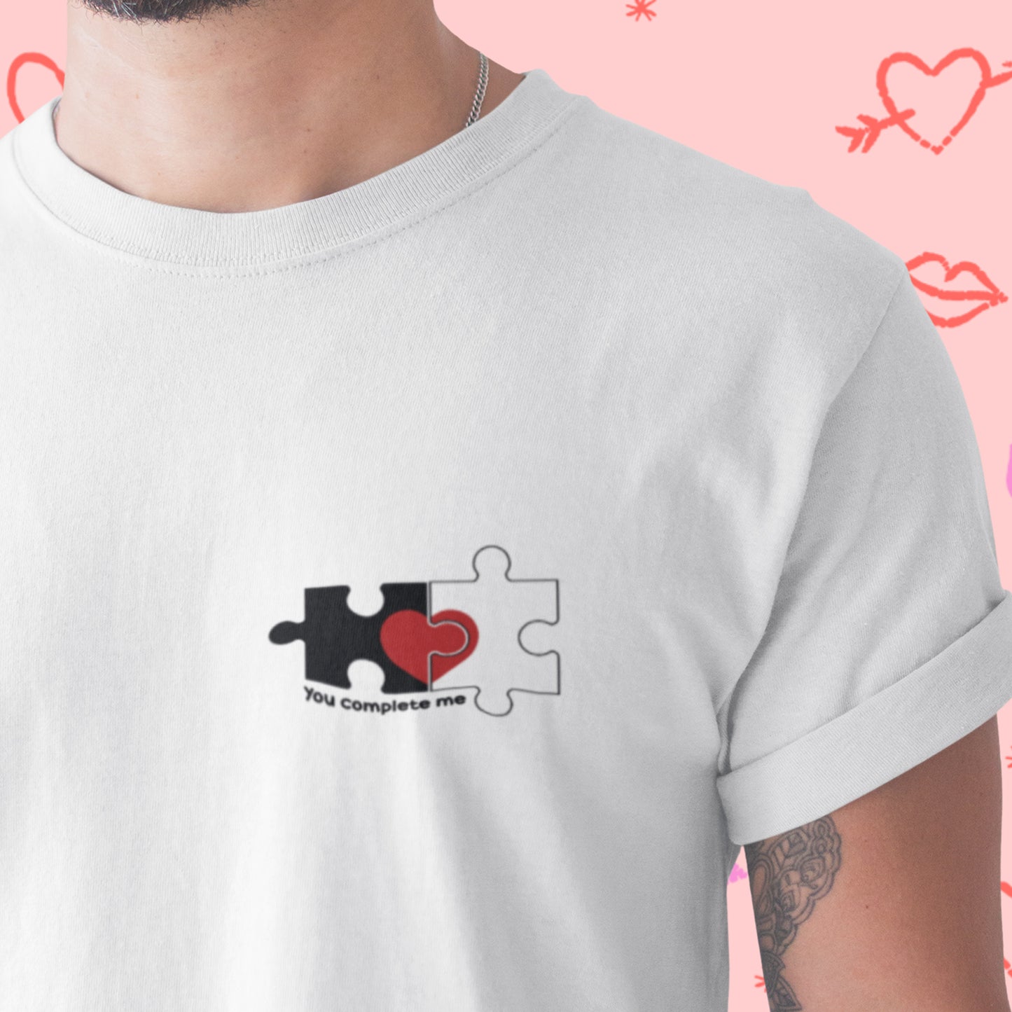 Puzzle Heart Love T-Shirt – Connected Heart Minimal Design