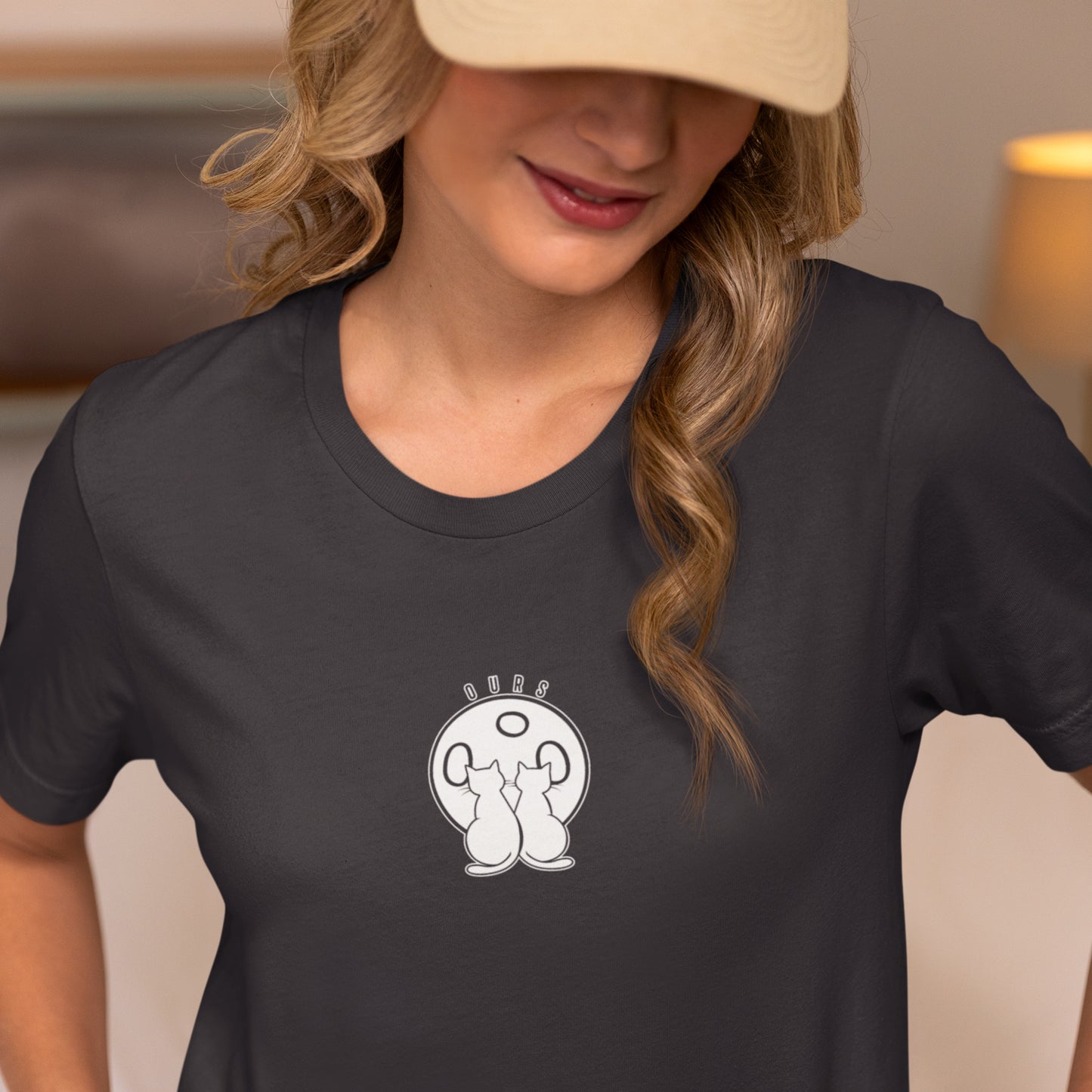 Ours Cat Couple Moon T-Shirt