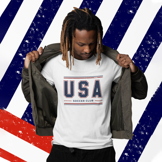 USA Soccer Club Shirt, Vintage USA Soccer Tee, American Soccer T-Shirt, Patriotic Sports Shirt, USA Fan Shirt