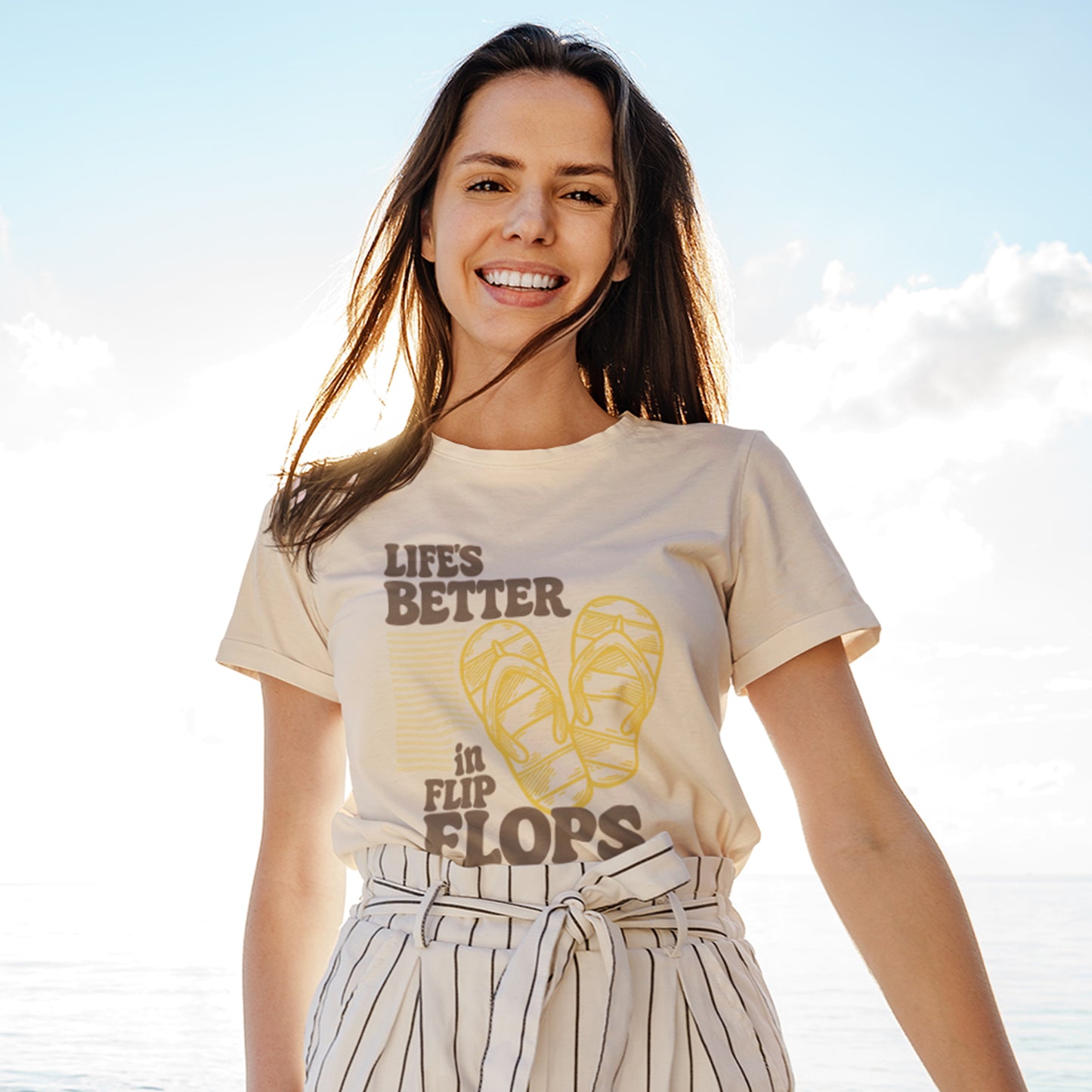 Life's Better in Flip Flops Shirt | Funny Beach Vacation Graphic Tee