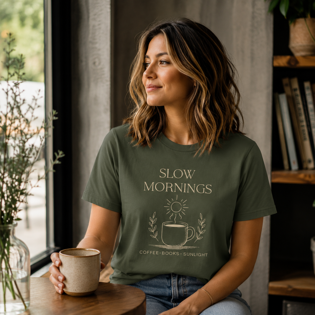Slow Mornings Coffee Shirt - Cozy Slow Living Graphic Tee