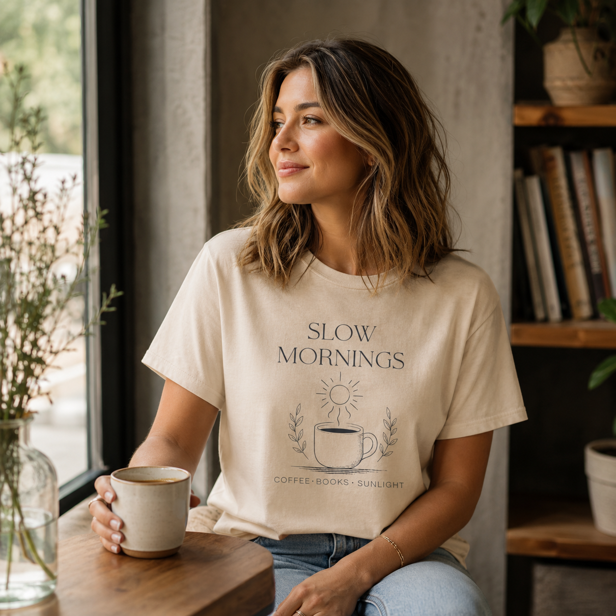 Slow Mornings Coffee Shirt - Cozy Slow Living Graphic Tee