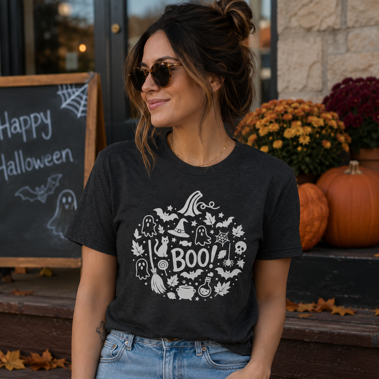 Boo Halloween Shirt - Cute Spooky Graphic Tee for Adults