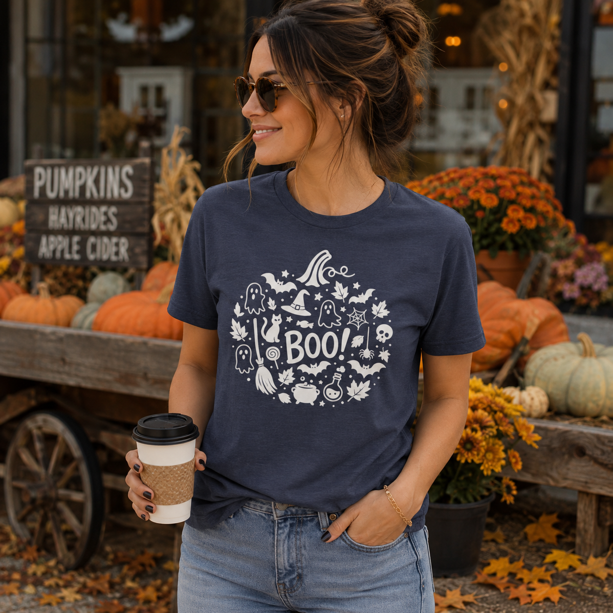 Boo Halloween Shirt - Cute Spooky Graphic Tee for Adults