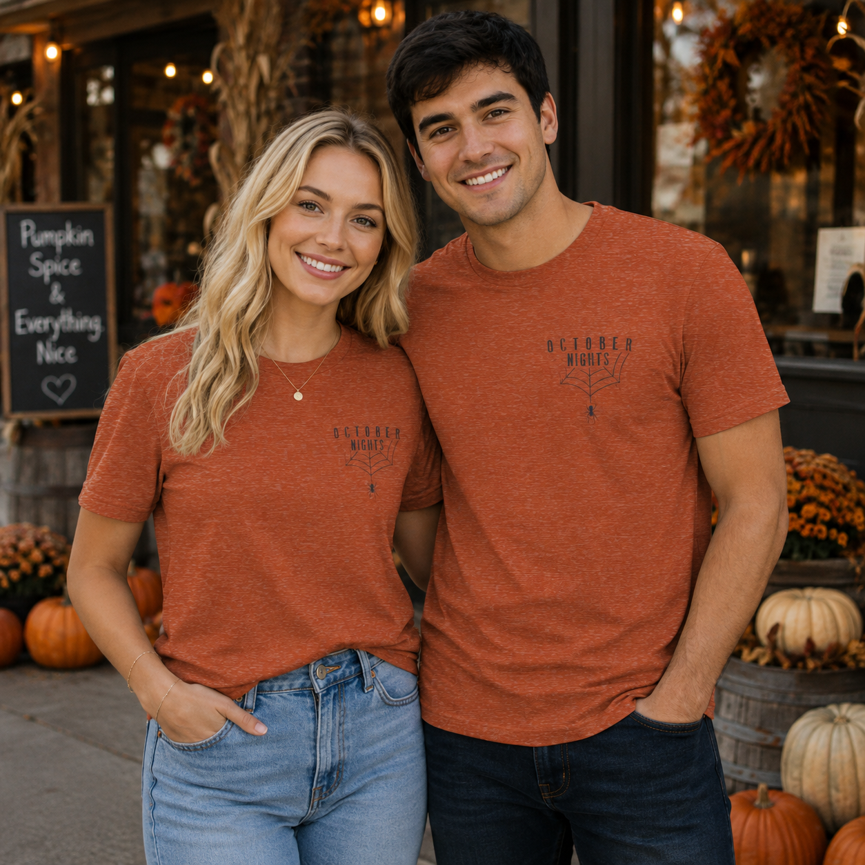 October Nights Spider Web Halloween Shirt - Spooky Graphic Tee