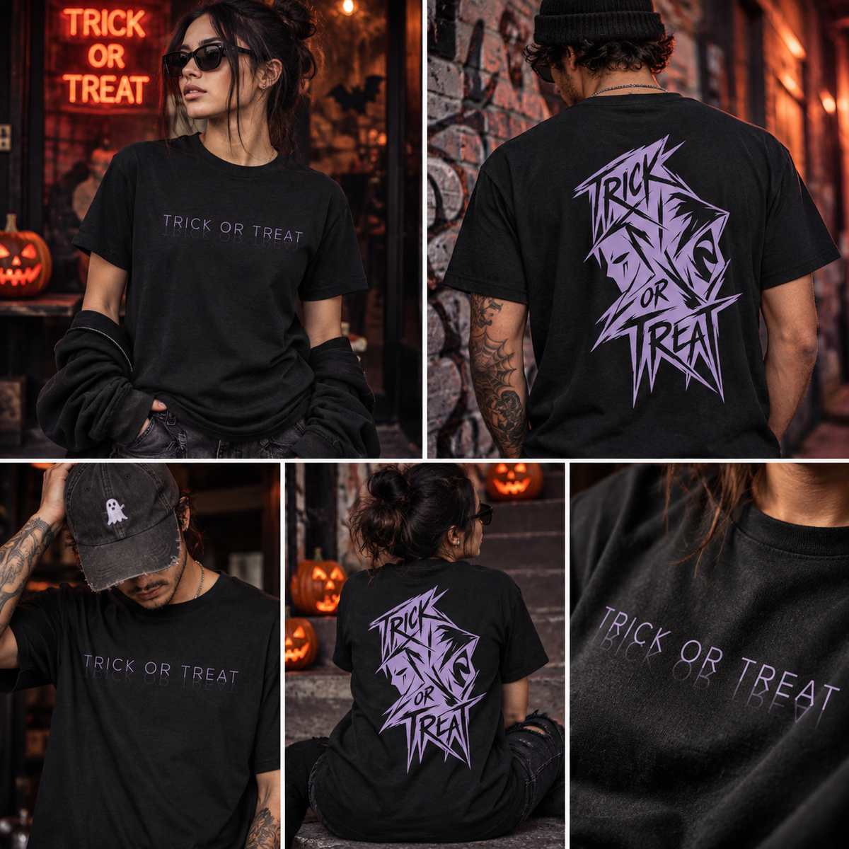 Trick or Treat Halloween Shirt - Spooky Back Print Graphic Tee