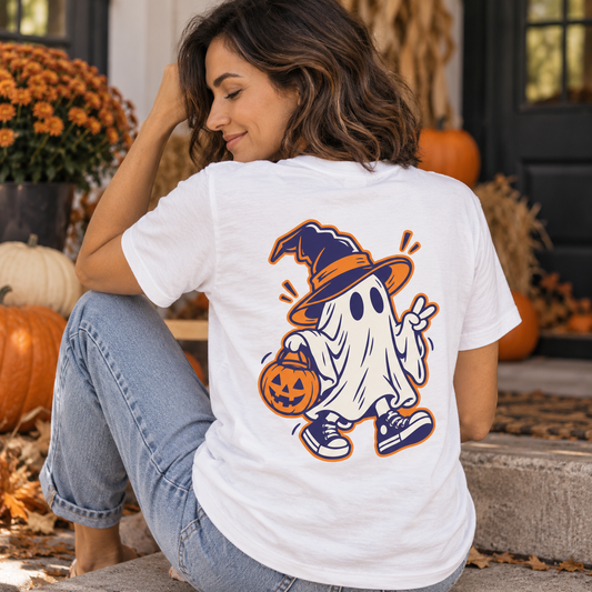 Cute Ghost Halloween Shirt – Witch & Pumpkin Spooky Graphic Tee