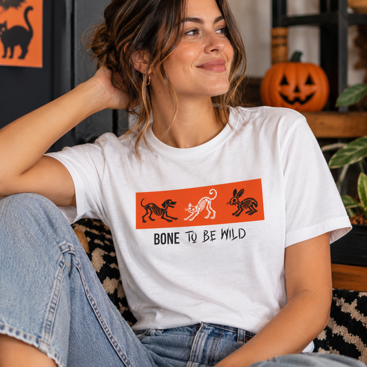 Skeleton Animals Halloween Shirt - Dog, Cat & Bunny Graphic Tee