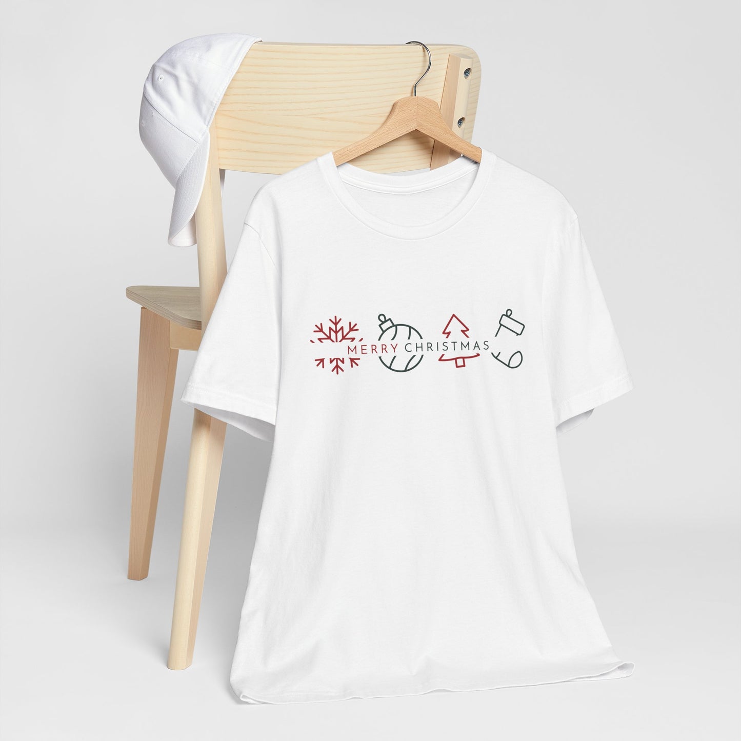 Minimalist Merry Christmas Shirt – Modern Line Art Holiday Icons Tee