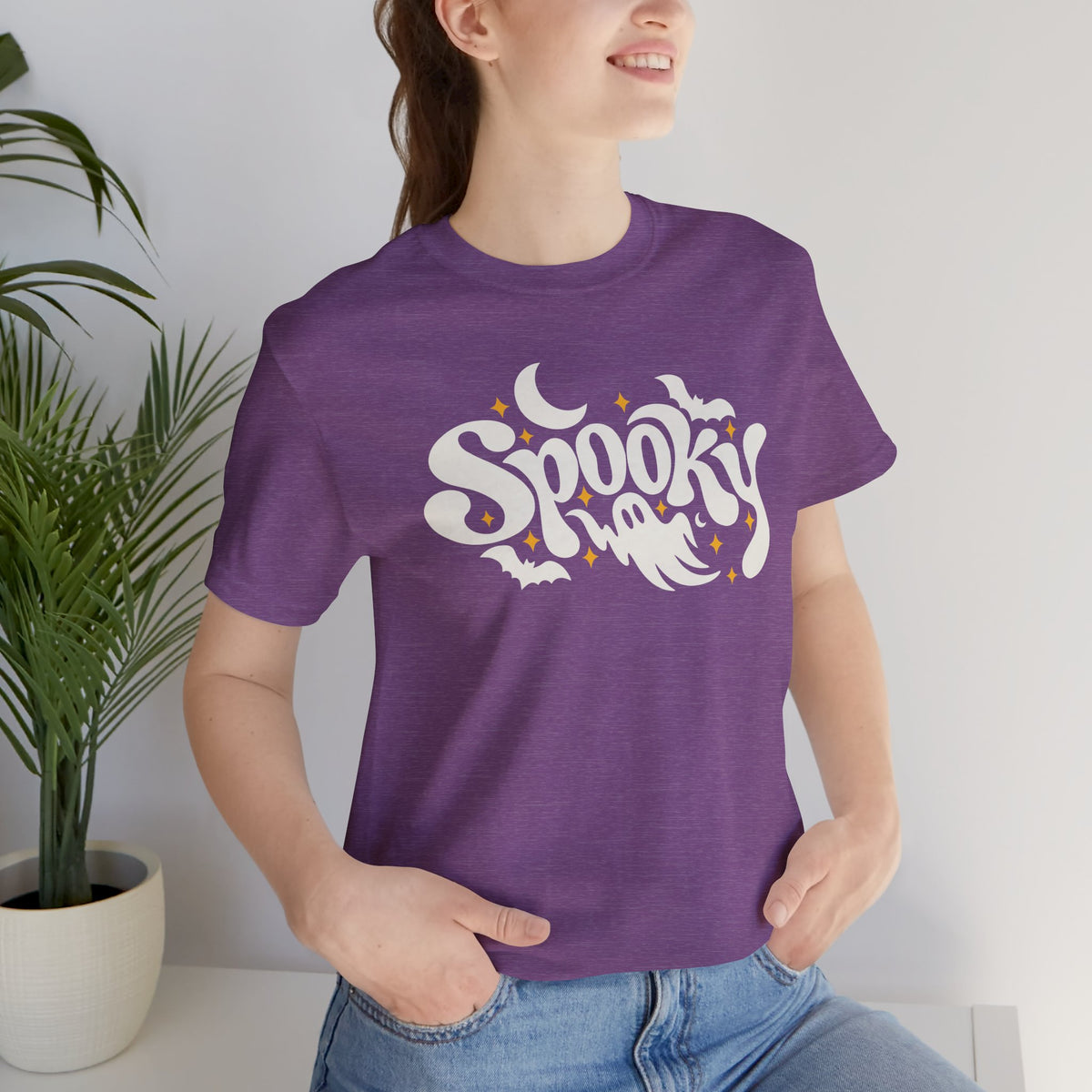 Cute Spooky Halloween Shirt – Ghost & Bat Graphic Tee