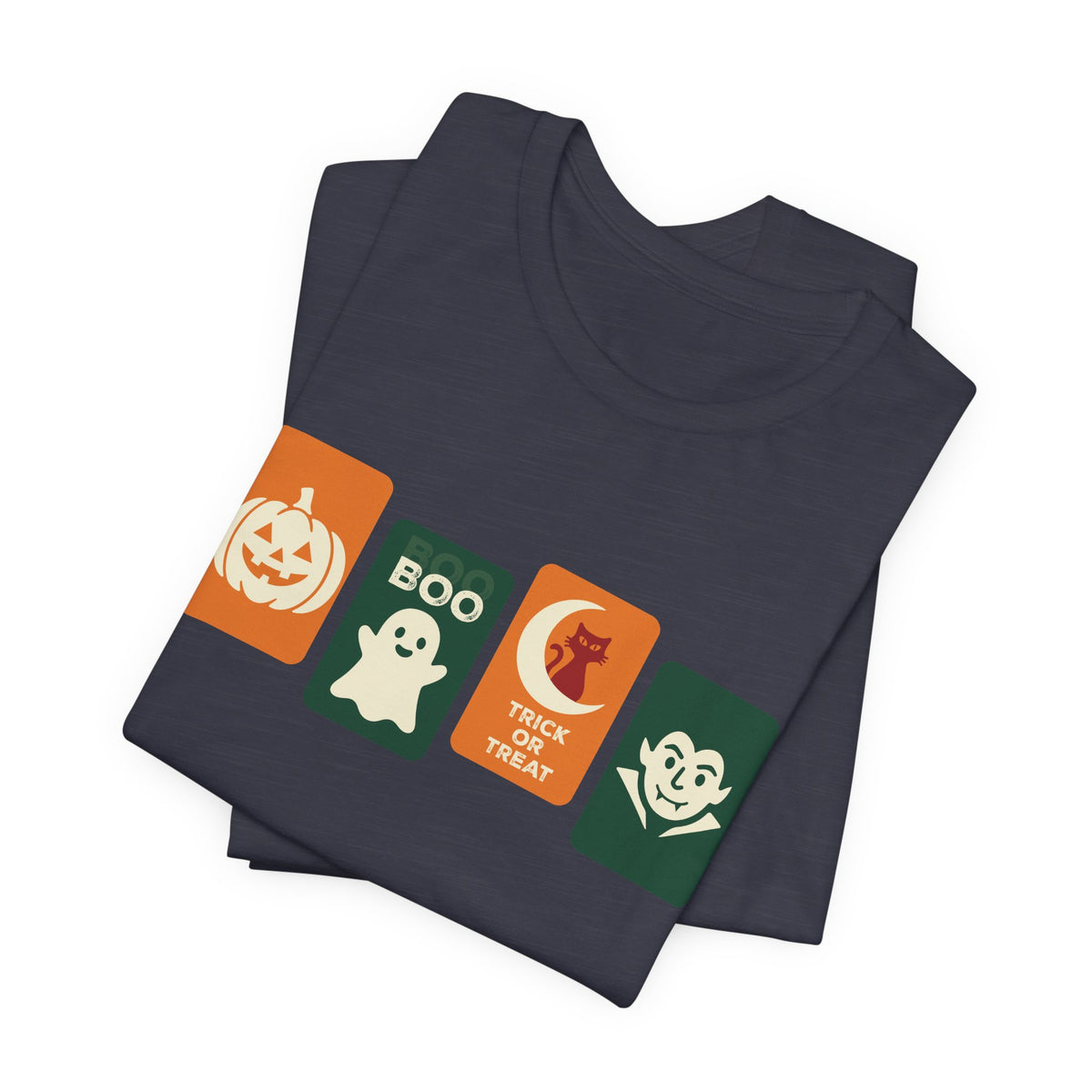 Halloween Graphic Tee - Cute Pumpkin, Ghost, Cat and Vampire