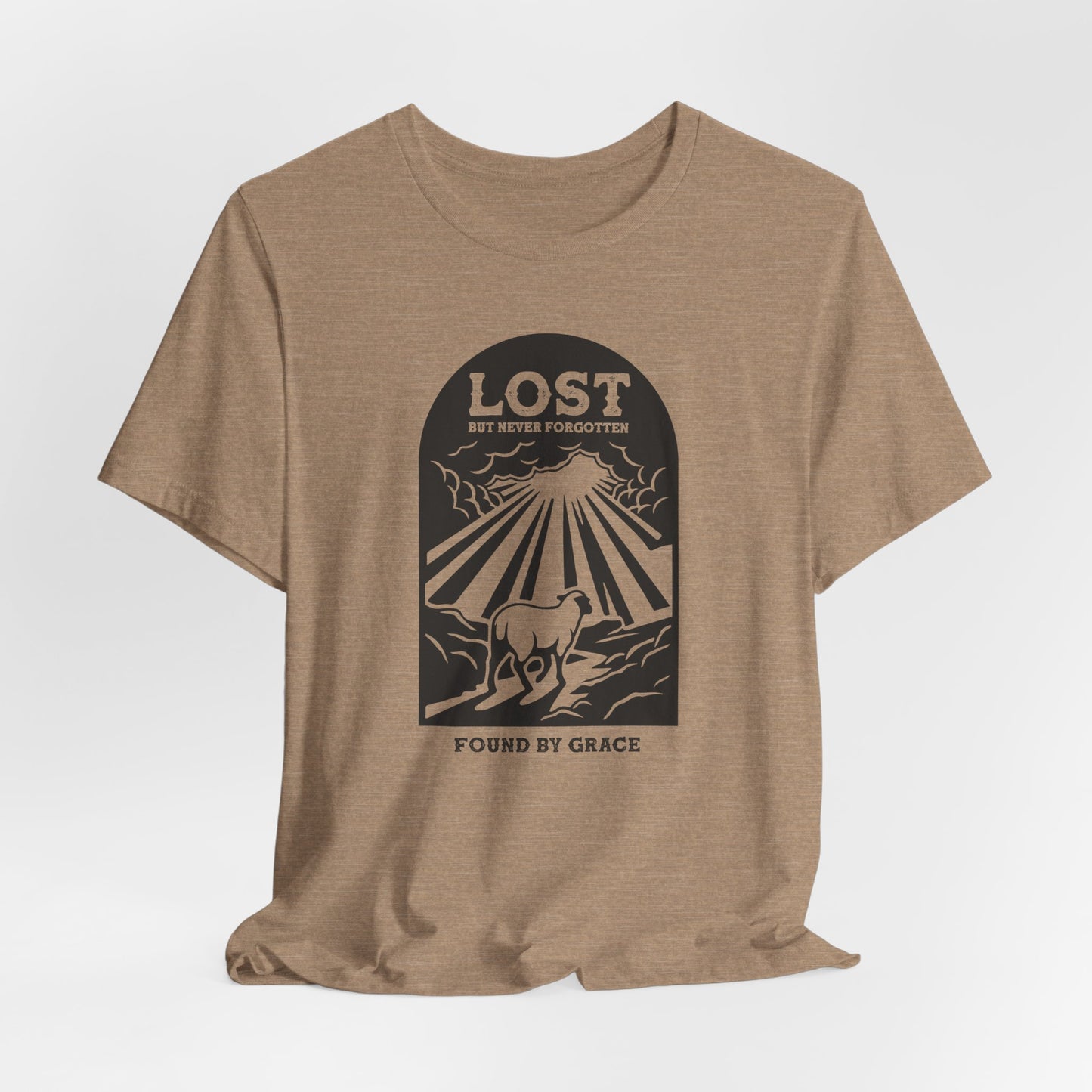 Lost But Never Forgotten Christian Shirt | Found By Grace Graphic Tee