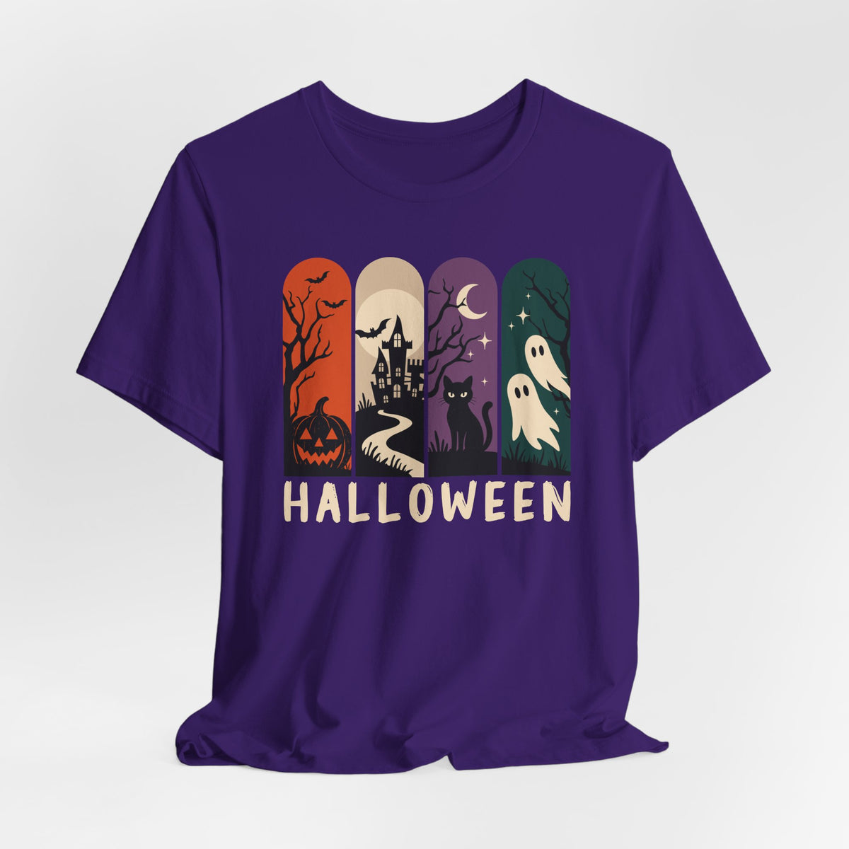 Retro Halloween Shirt – Ghost, Pumpkin & Black Cat Graphic Tee