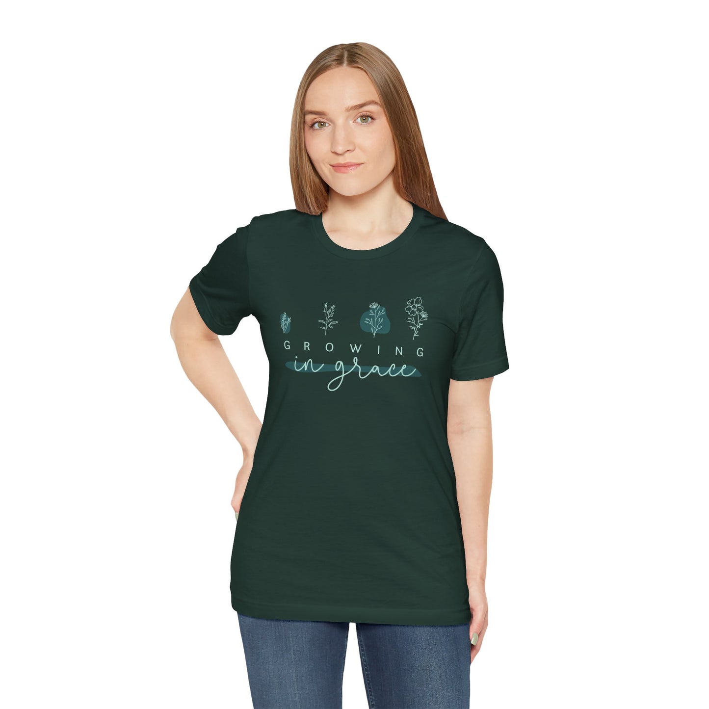 Amazing Grace Christian Floral T-Shirt – Faith Inspired Botanical Graphic Tee for Women