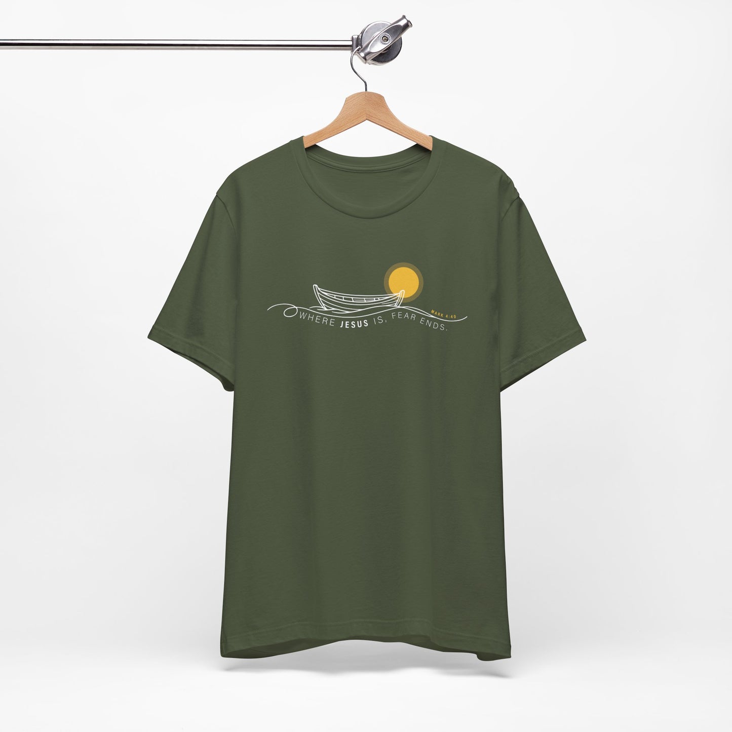 Where Jesus Is Fear Ends Christian Boat Graphic Tee