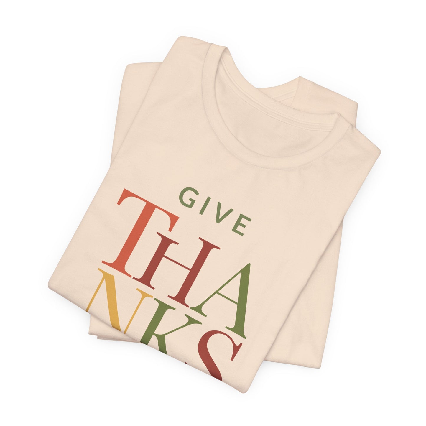 Give Thanks T-Shirt – Minimalist Thanksgiving Tee with Fall Colors | Gratitude Shirt for Autumn Season