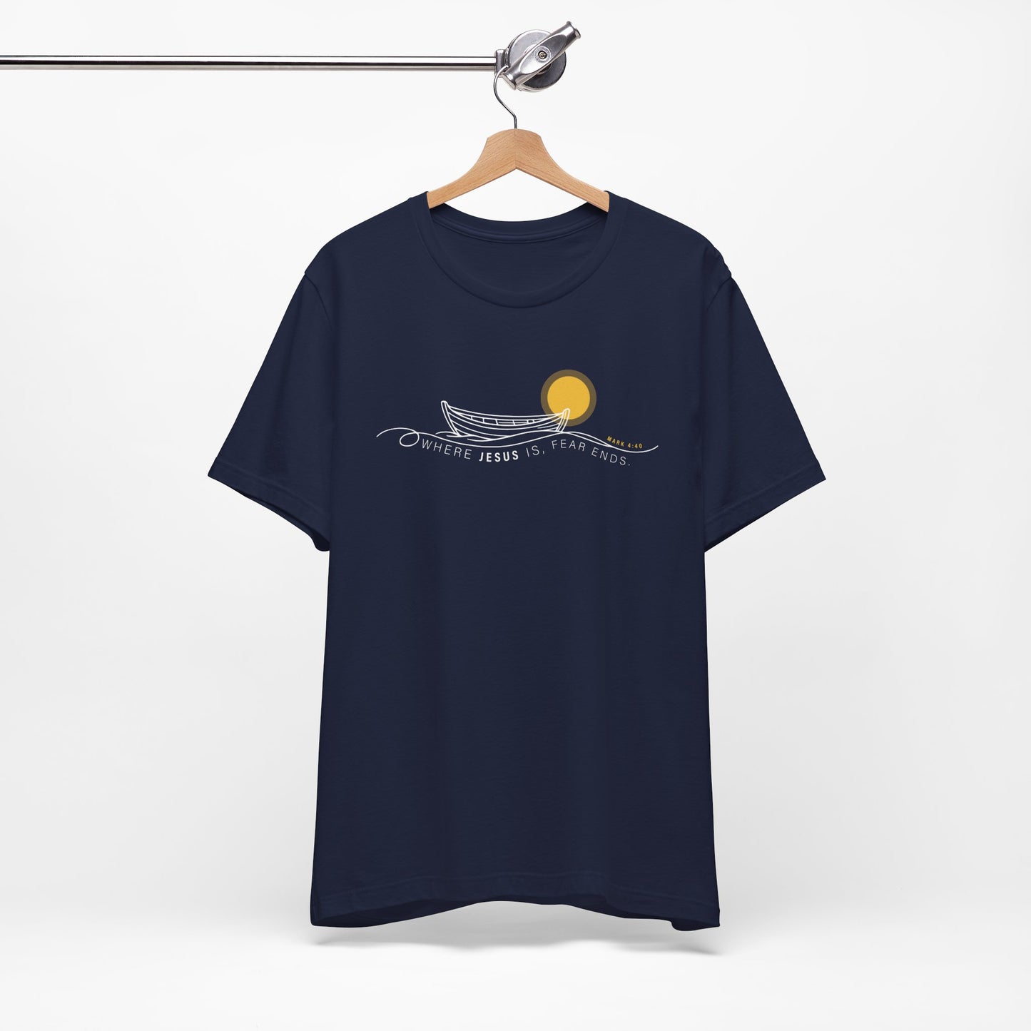 Where Jesus Is Fear Ends Christian Boat Graphic Tee