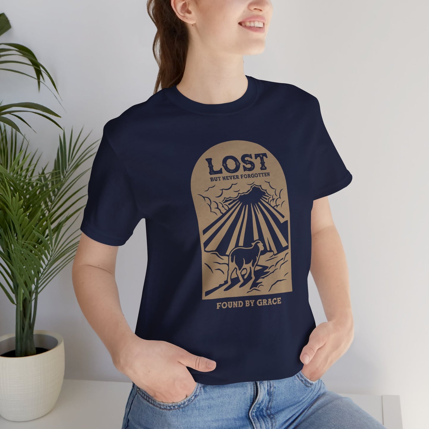Lost But Never Forgotten Christian Shirt | Found By Grace Graphic Tee