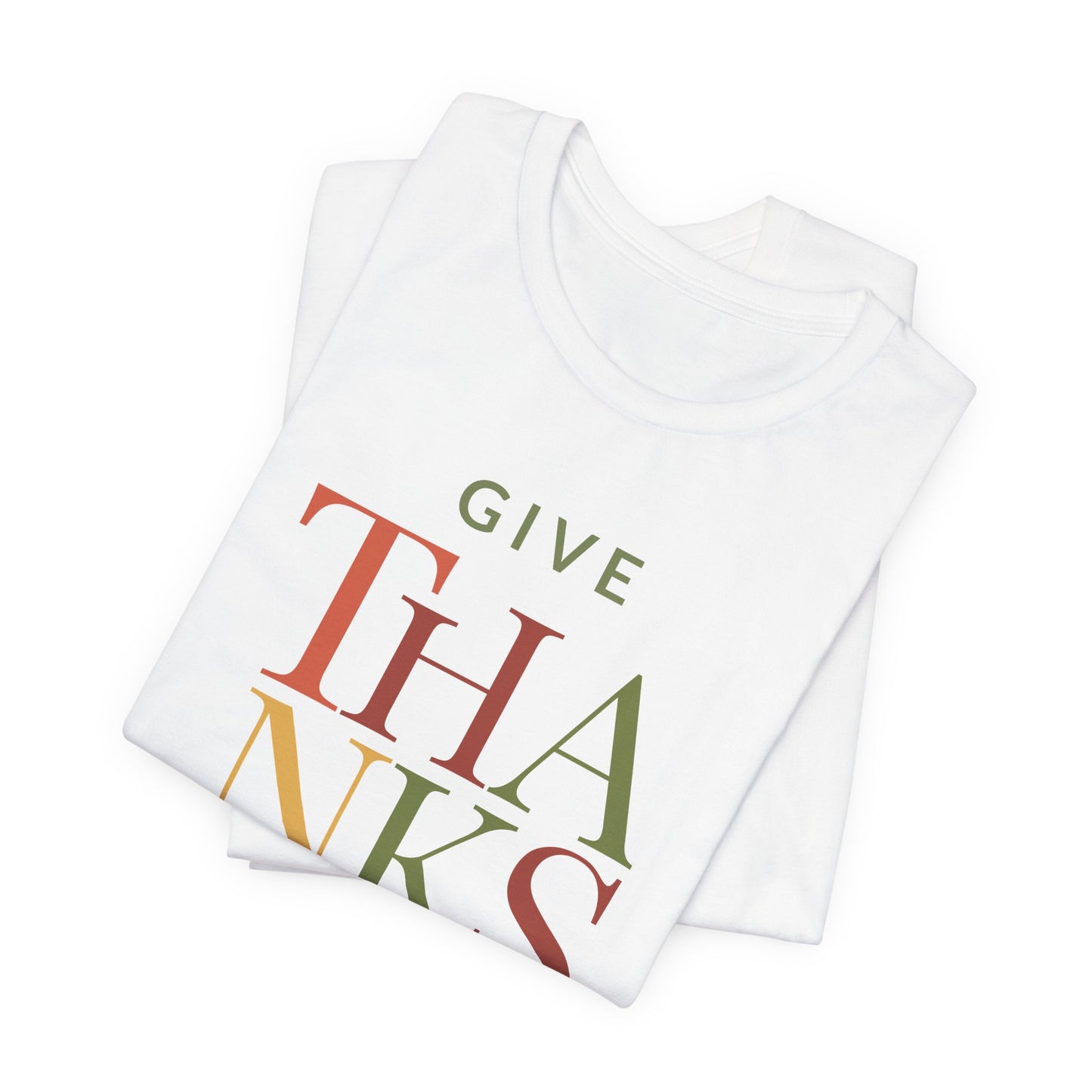 Give Thanks T-Shirt – Minimalist Thanksgiving Tee with Fall Colors | Gratitude Shirt for Autumn Season