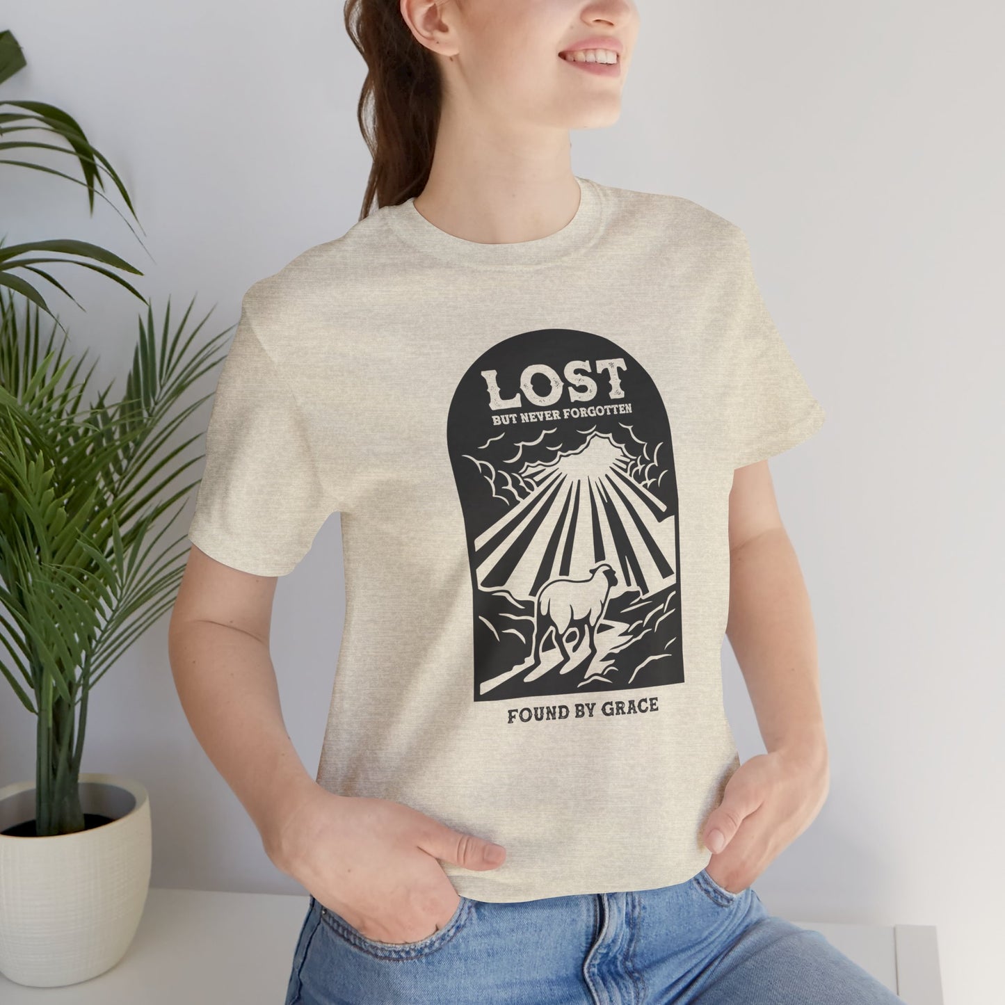 Lost But Never Forgotten Christian Shirt | Found By Grace Graphic Tee