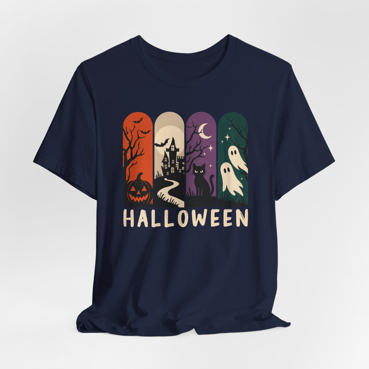 Retro Halloween Shirt – Ghost, Pumpkin & Black Cat Graphic Tee