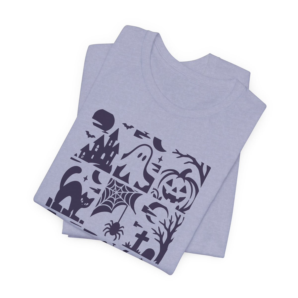 Halloween Graphic Tee – Spooky Icons and Haunted Scenes