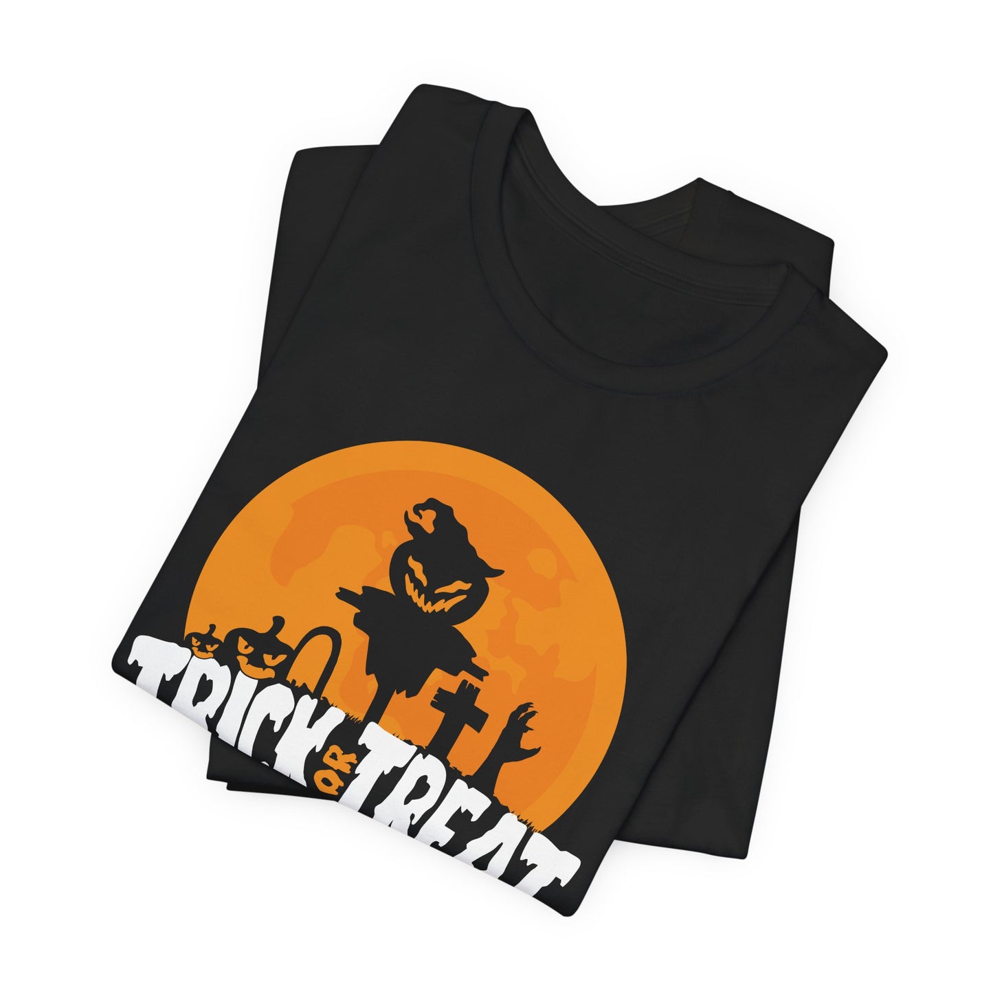 Trick or Treat T-Shirt – Fun Pumpkin and Graveyard Graphic Tee