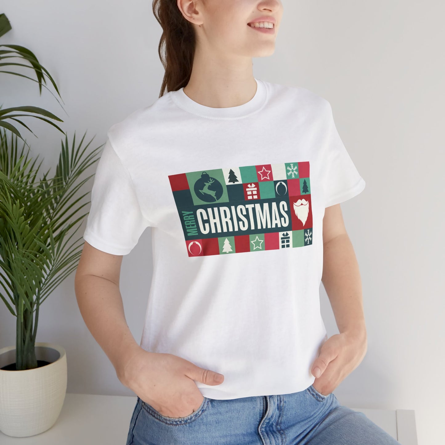 Merry Christmas Retro Block Design | Vintage Holiday Shirt | Christmas Graphic Tee
