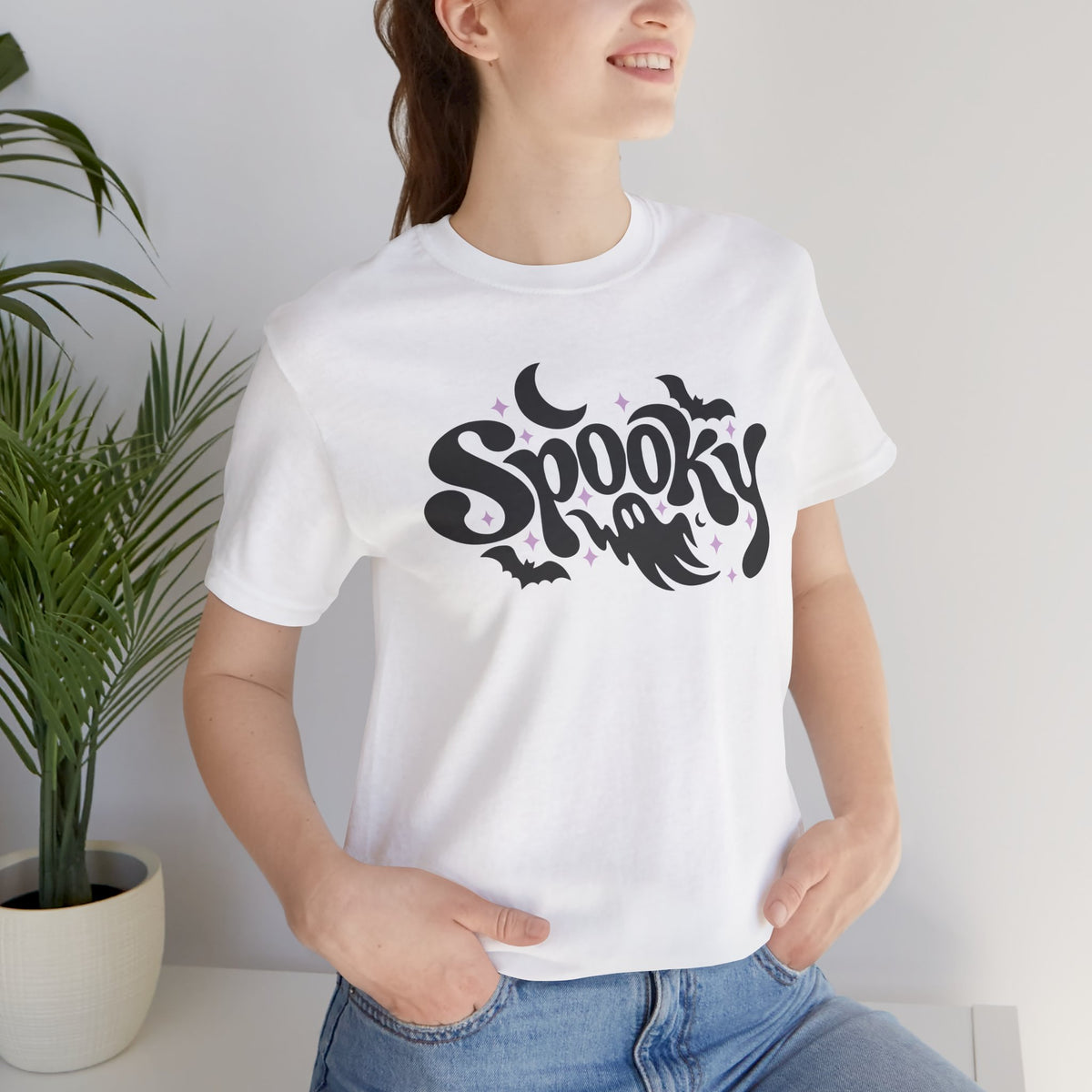 Cute Spooky Halloween Shirt – Ghost & Bat Graphic Tee