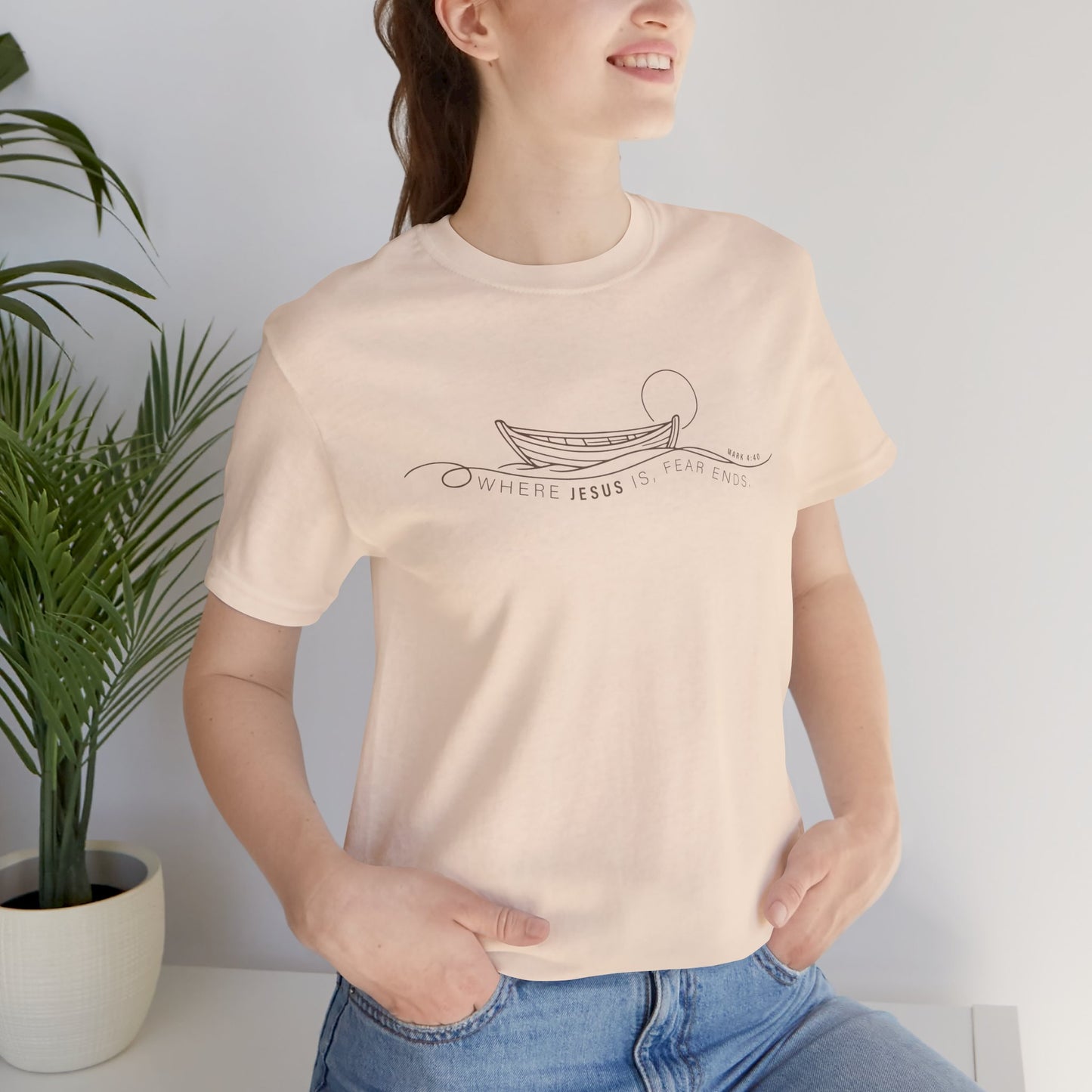 Where Jesus Is Fear Ends Christian Boat Graphic Tee