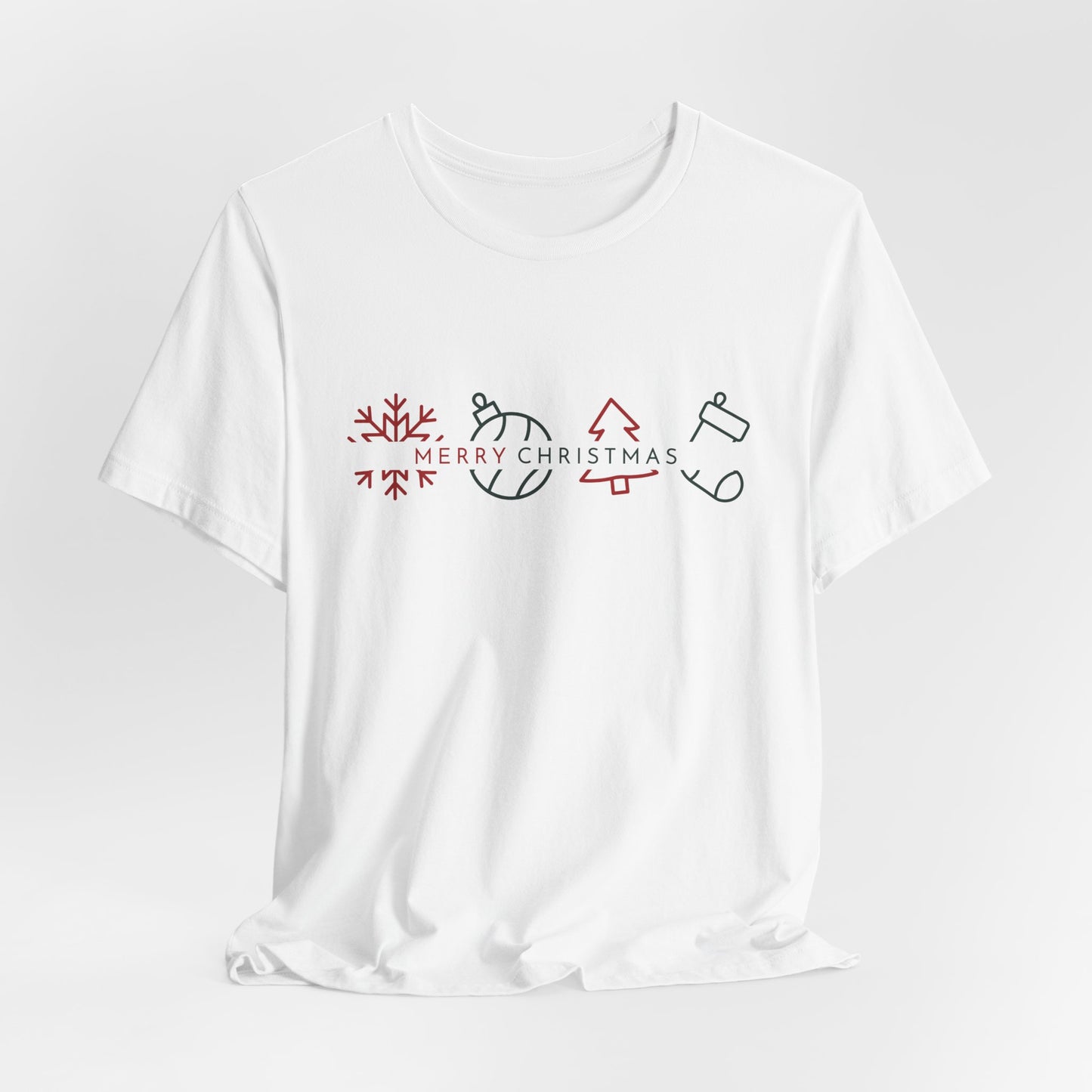 Minimalist Merry Christmas Shirt – Modern Line Art Holiday Icons Tee