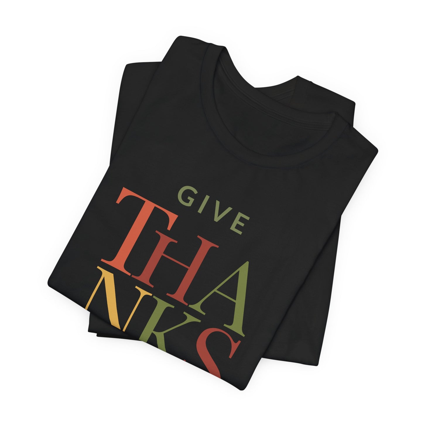 Give Thanks T-Shirt – Minimalist Thanksgiving Tee with Fall Colors | Gratitude Shirt for Autumn Season