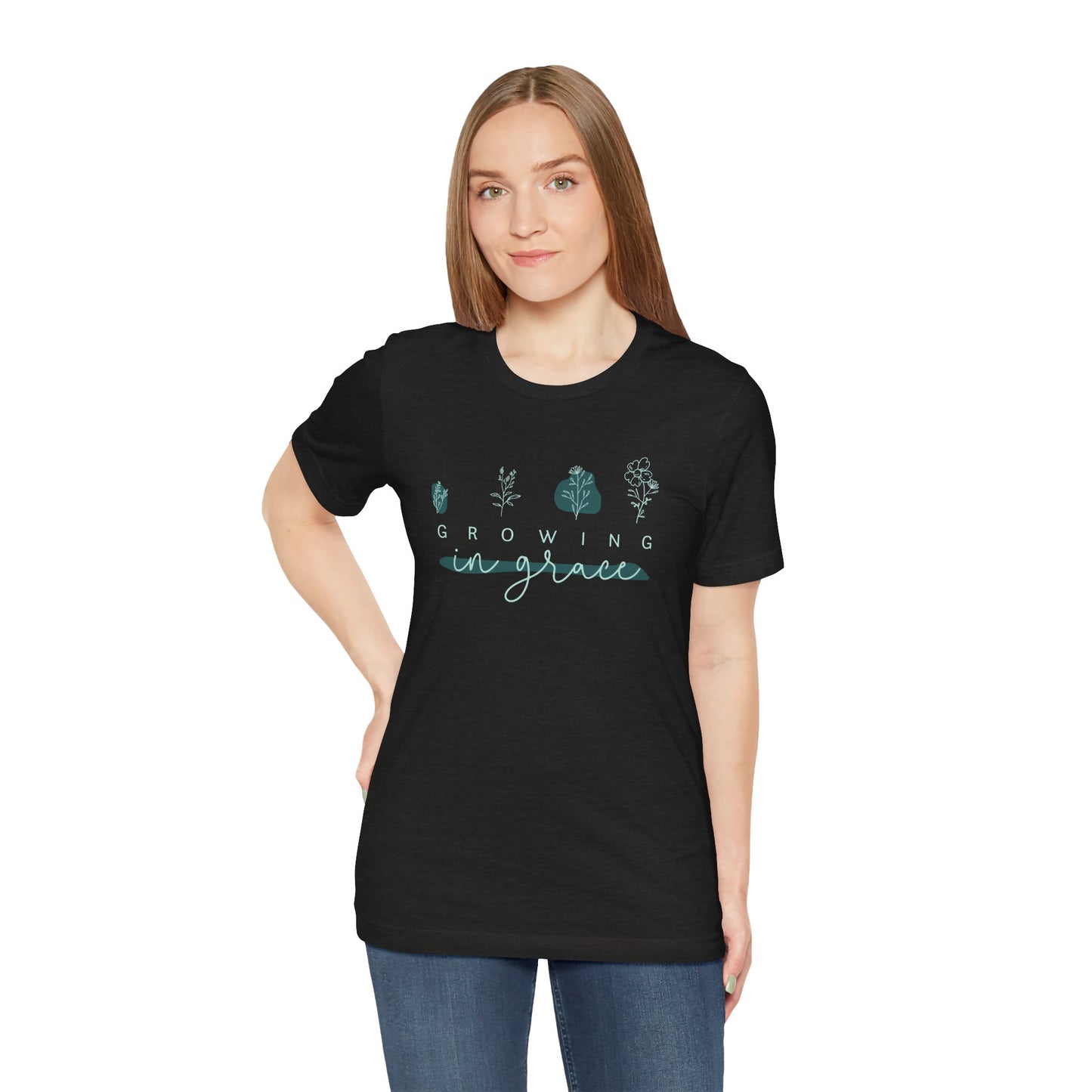 Amazing Grace Christian Floral T-Shirt – Faith Inspired Botanical Graphic Tee for Women