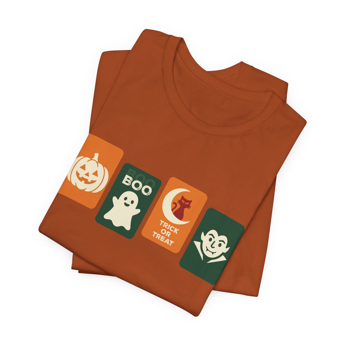 Halloween Graphic Tee - Cute Pumpkin, Ghost, Cat and Vampire