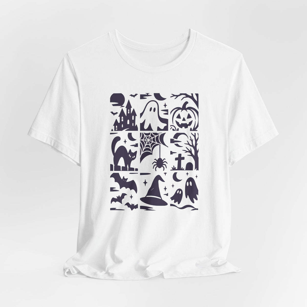 Halloween Graphic Tee – Spooky Icons and Haunted Scenes