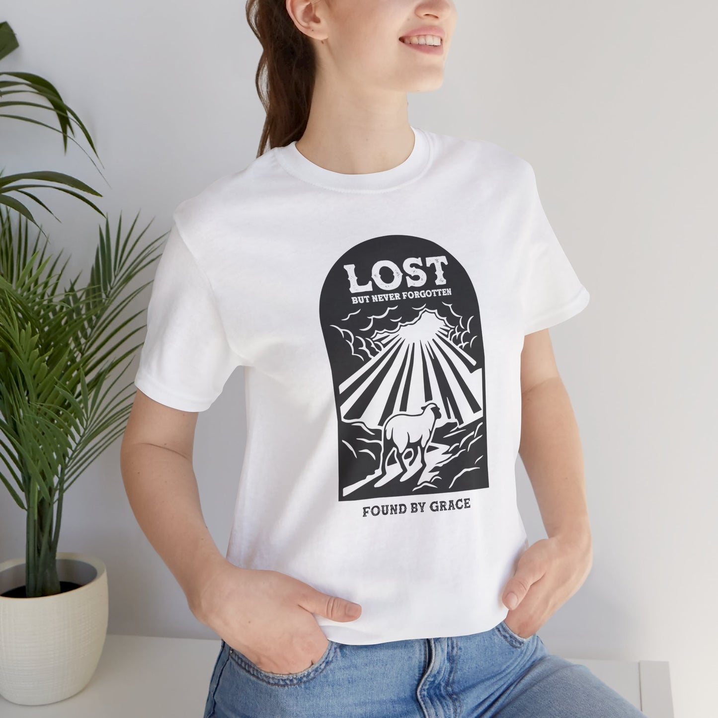 Lost But Never Forgotten Christian Shirt | Found By Grace Graphic Tee
