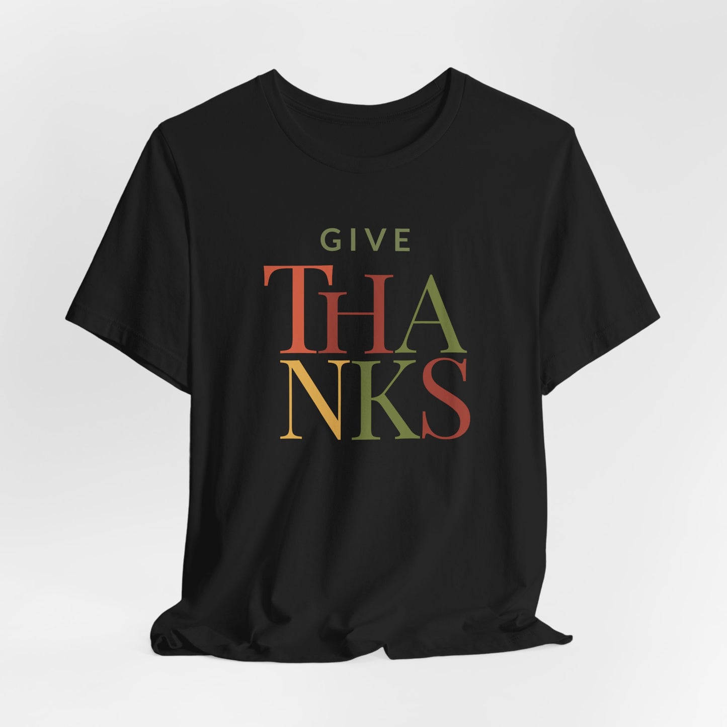 Give Thanks T-Shirt – Minimalist Thanksgiving Tee with Fall Colors | Gratitude Shirt for Autumn Season