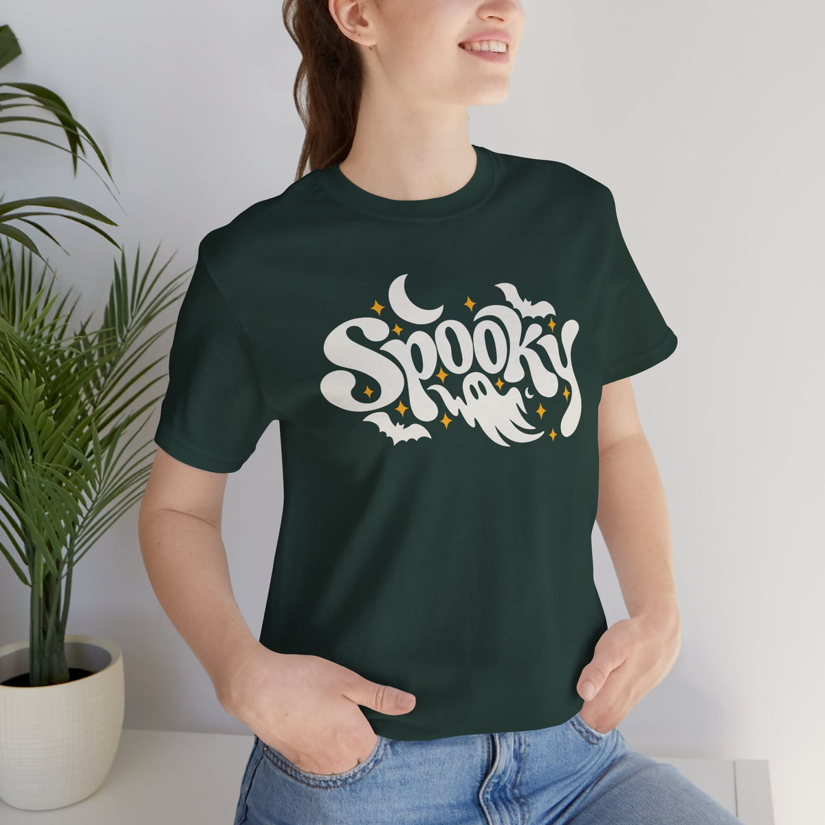 Cute Spooky Halloween Shirt – Ghost & Bat Graphic Tee