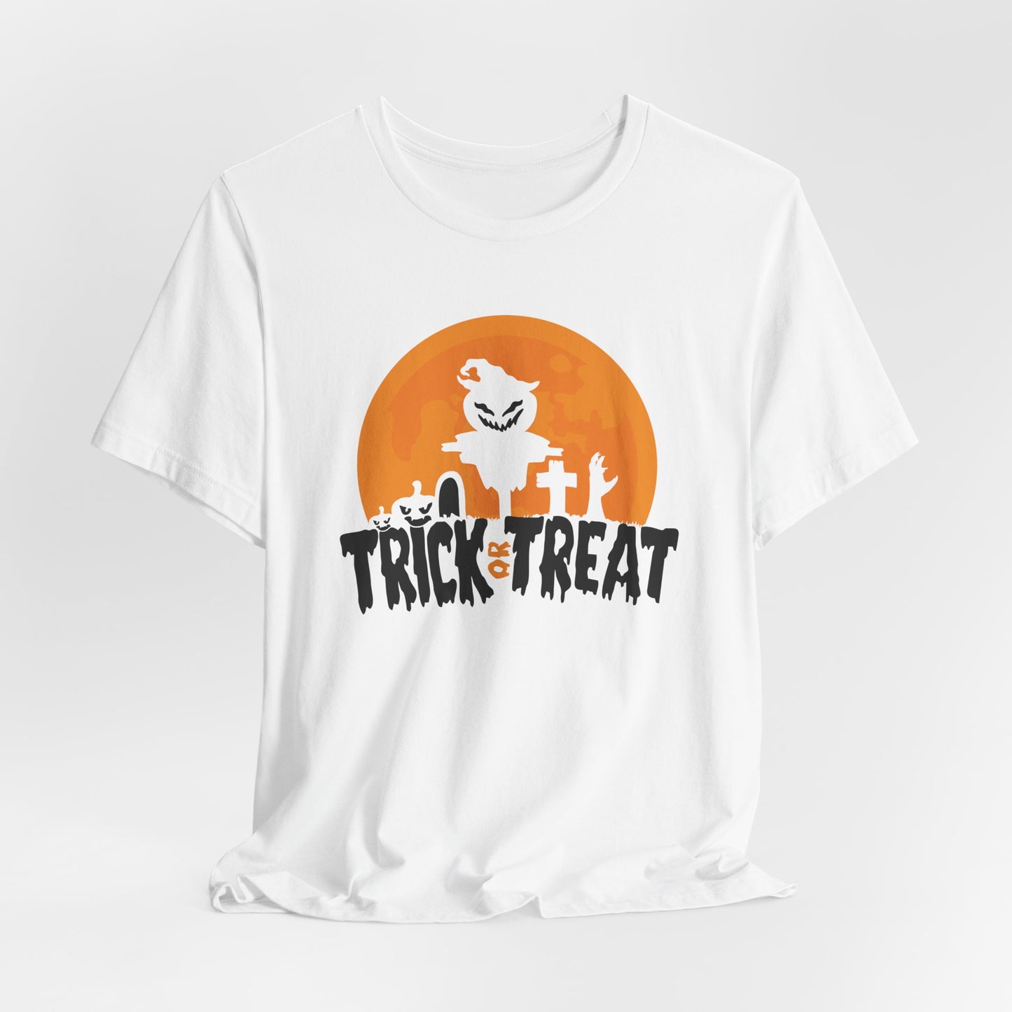 Trick or Treat T-Shirt – Fun Pumpkin and Graveyard Graphic Tee