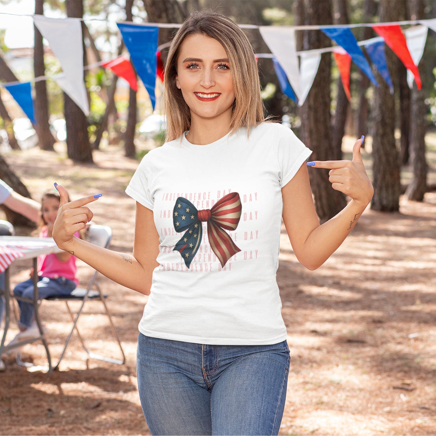 4th of July T-Shirt – Patriotic Bow Coquette Style
