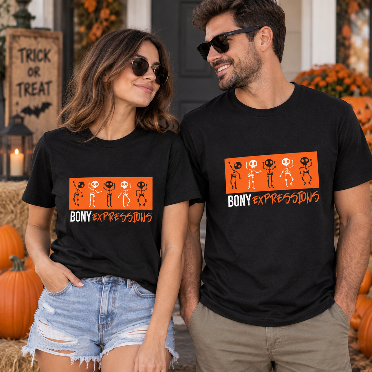 Bony Expressions T-Shirt: Playful Skeleton Design for Unique Style